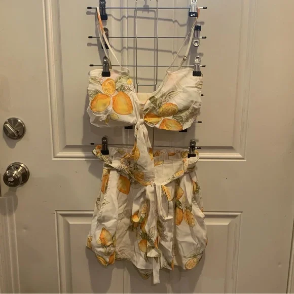 For Love And Lemons Limonada Set Bra Crop Top Matching Relaxed Shorts Pockets S - Picture 6 of 16